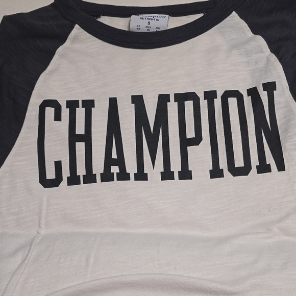 Champion Cream and Black Raglan Short Sleeve Tee - Picture 4 of 7